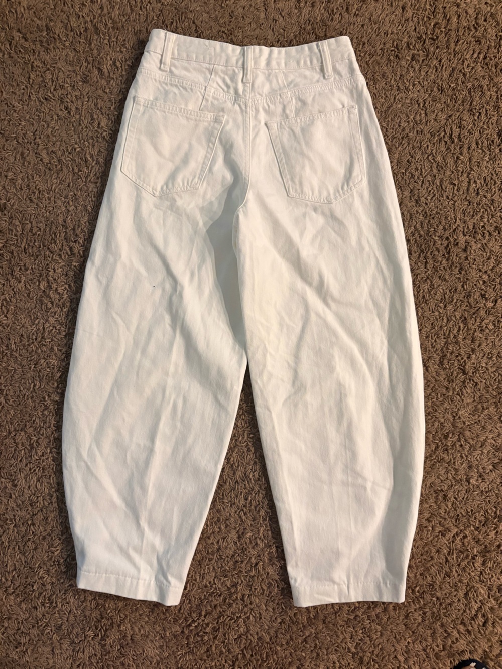 Zara White Ballon tapered leg 100% cotton jeans size 4 - Picture 7 of 9